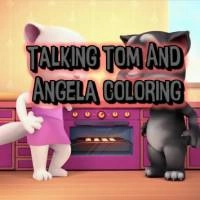 おしゃべり猫のトムとアンジェラ ぬりえ