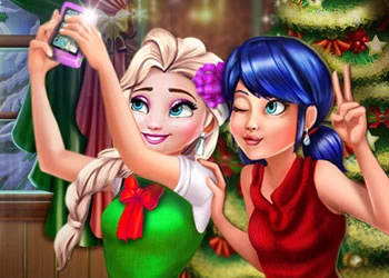 Leppäkerttu Ja Elsa Xmas -Selfie pelin kuvakaappaus